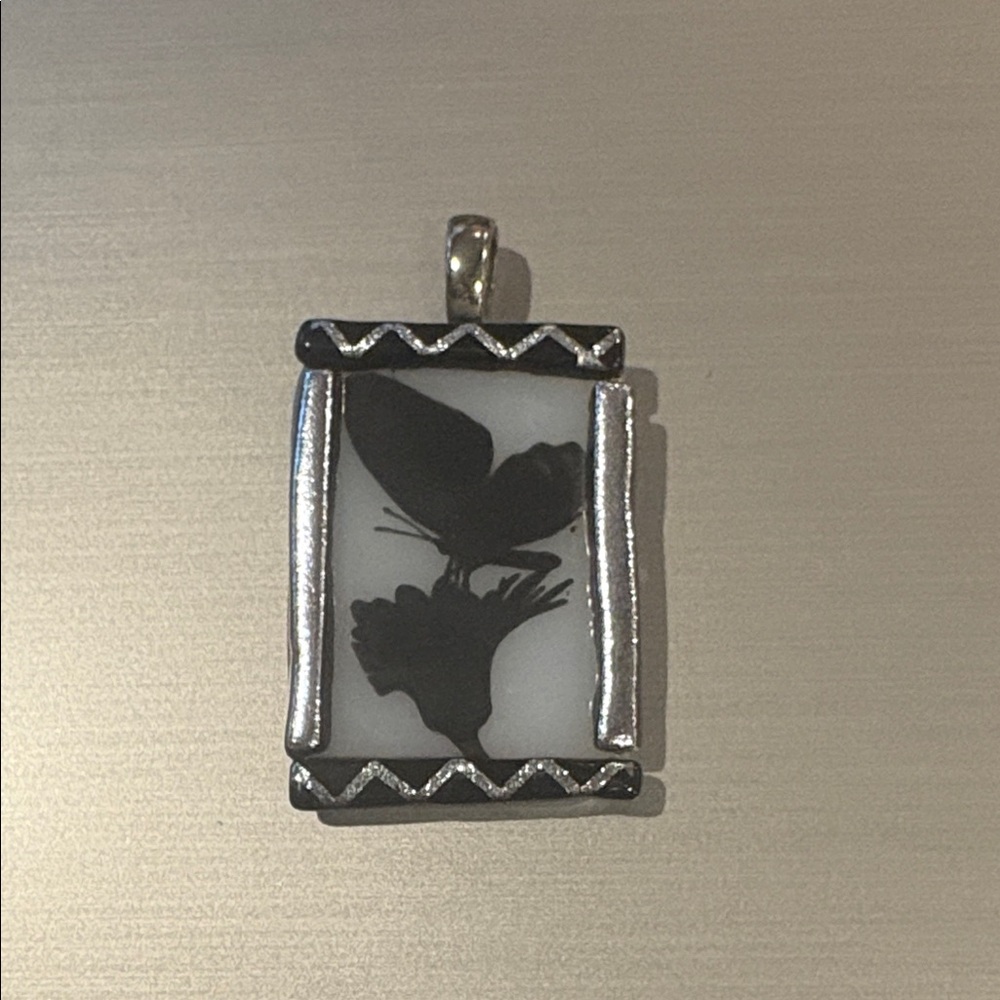 Silver and Black Handcrafted Butterfly Pendant